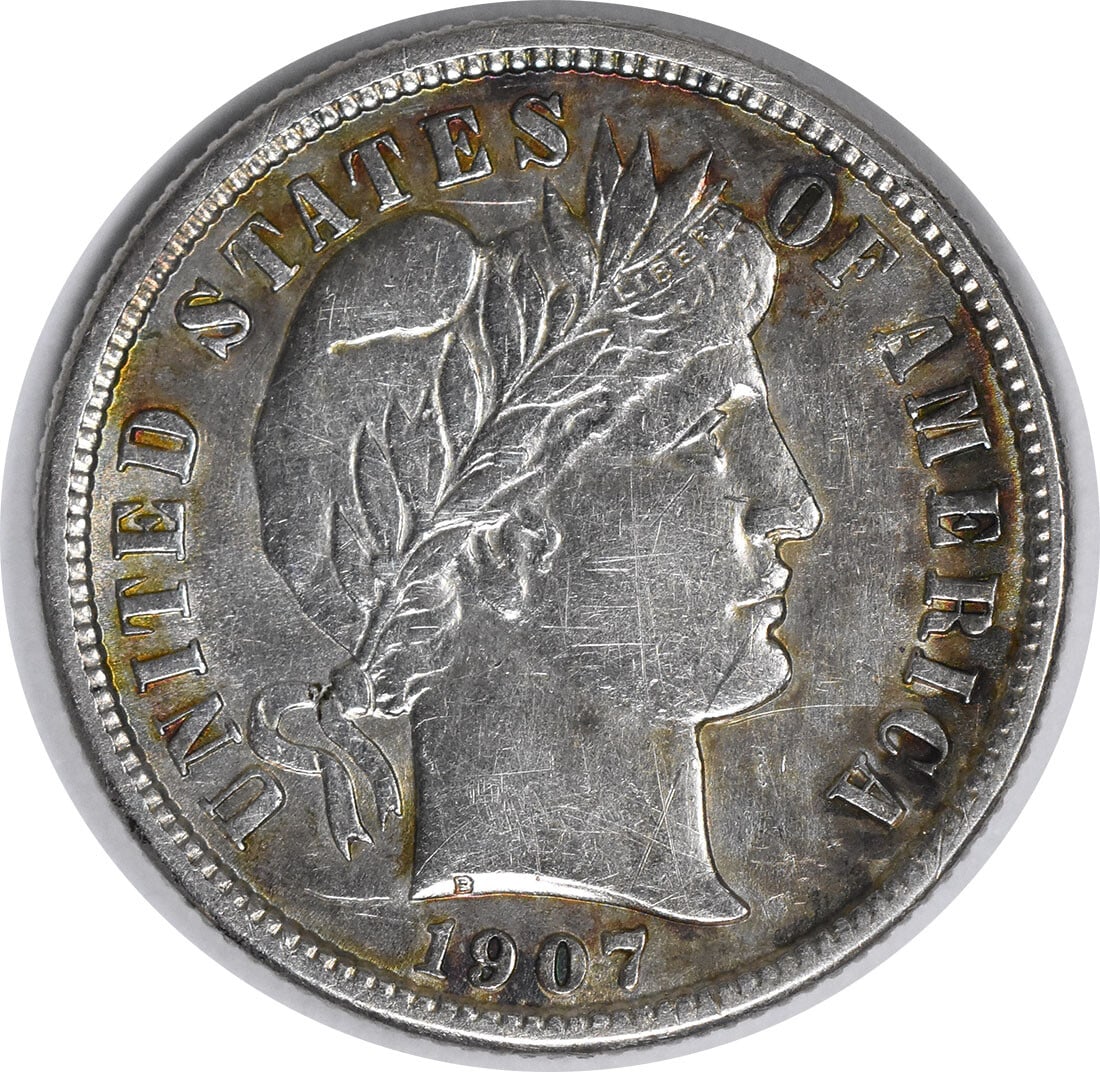 1907-S Barber Silver Dime 10C AU Uncertified San Francisco Mint (1 of 2)