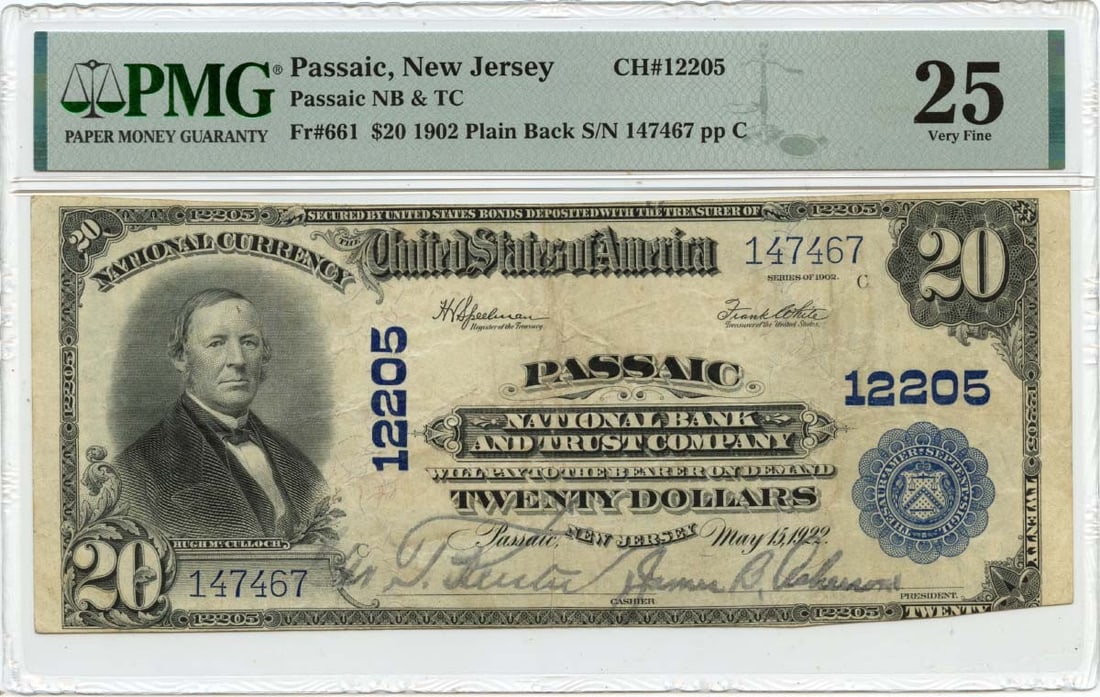 1902 $20 National Banknote Fr#661 Passaic NJ PMG VF25 Certified (1 of 2)