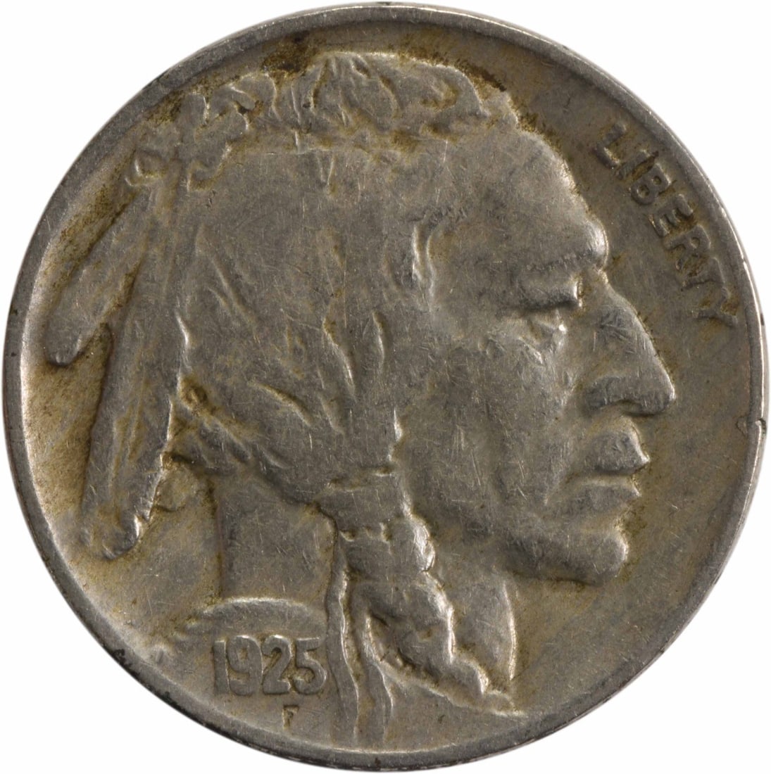 1925-S Buffalo Nickel by James Earle Fraser Uncertified Coin: 1925-S Buffalo Nickel by James Earle Fraser Uncertified Coin This 1925-S Buffalo Nickel features the iconic design by James Earle Fraser and is graded as Very Fine (VF). It has been circulated and is