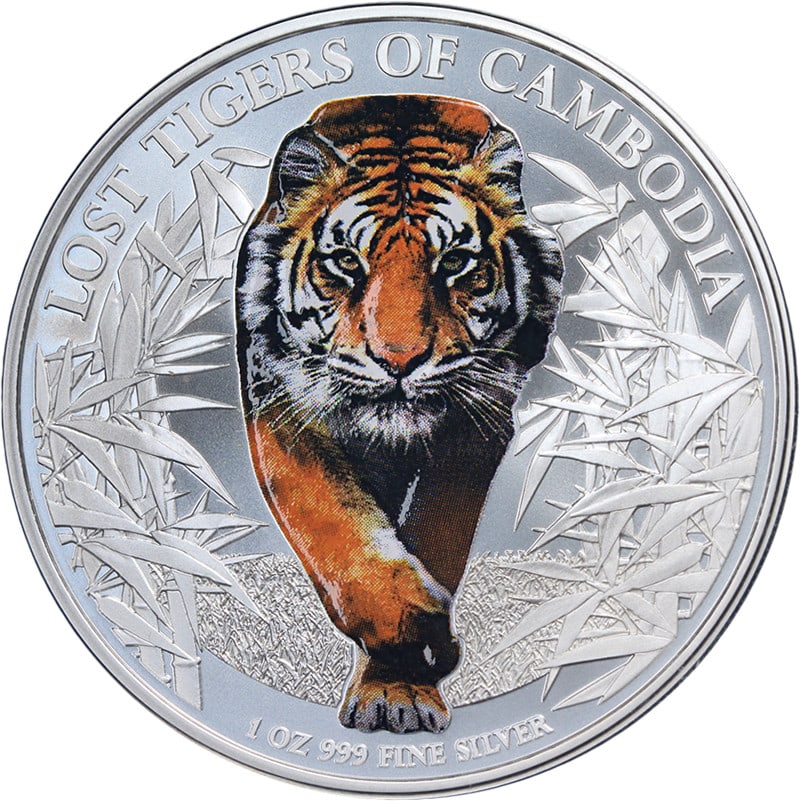 Lost Tigers Colorized 2026 Cambodia 3000 Riels 1 oz Silver Coin in OGP (1 of 2)