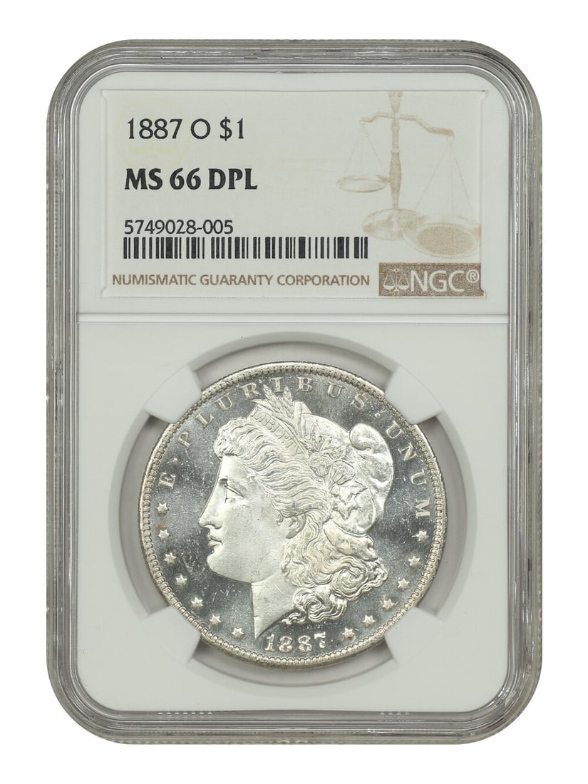 1887-O NGC MS66DMPL Morgan Dollar Deep Mirror Proof: 1887-O NGC MS66DMPL Morgan Dollar Deep Mirror Proof This exquisite 1887-O Morgan Dollar, graded NGC MS66DMPL, showcases a remarkable level of detail and quality. As an uncirculated piece, it features
