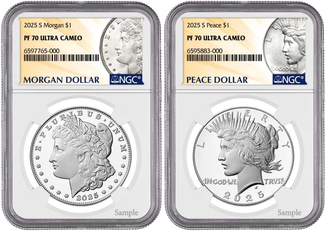 2025-S Proof Morgan Peace Silver Dollar Coin Set NGC PF70 (1 of 4)