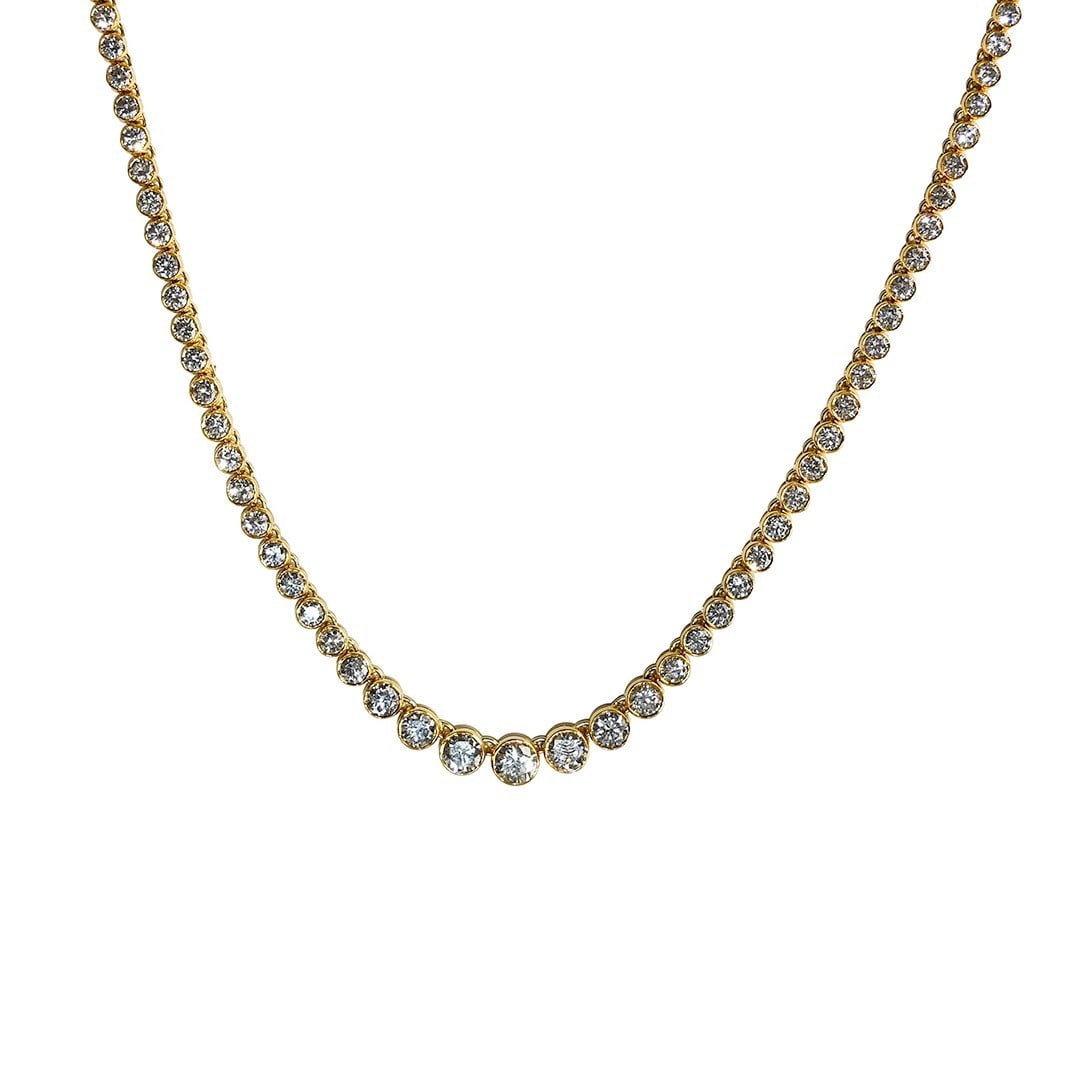 Elegant 18K Yellow Gold Diamond Tennis Necklace 15.50ct VS1-VS2 (1 of 6)