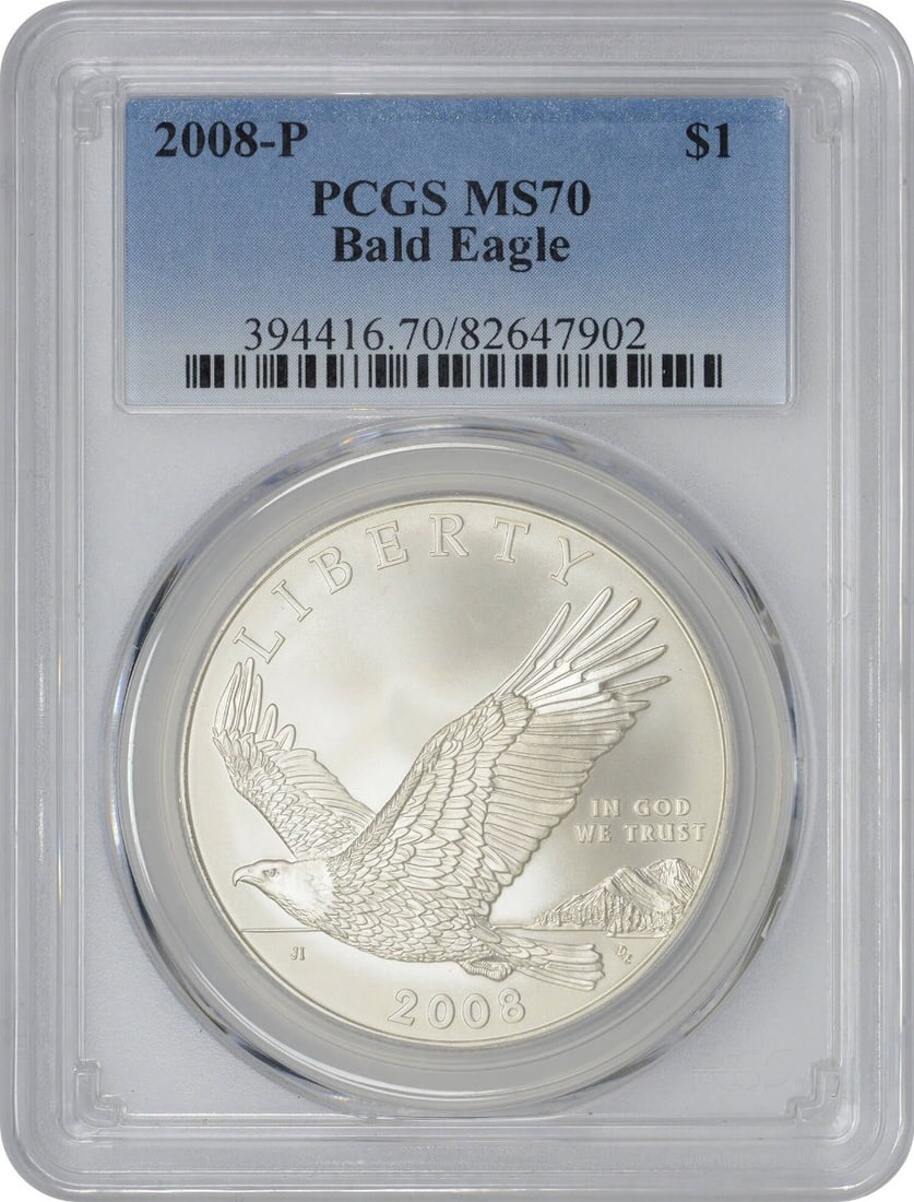 2008-P Bald Eagle Silver Dollar MS70 PCGS Commemorative Coin (1 of 2)