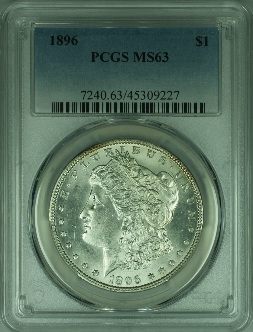 1896 Morgan Silver Dollar Coin $1 PCGS MS63 Semi Proof-Like (1 of 2)