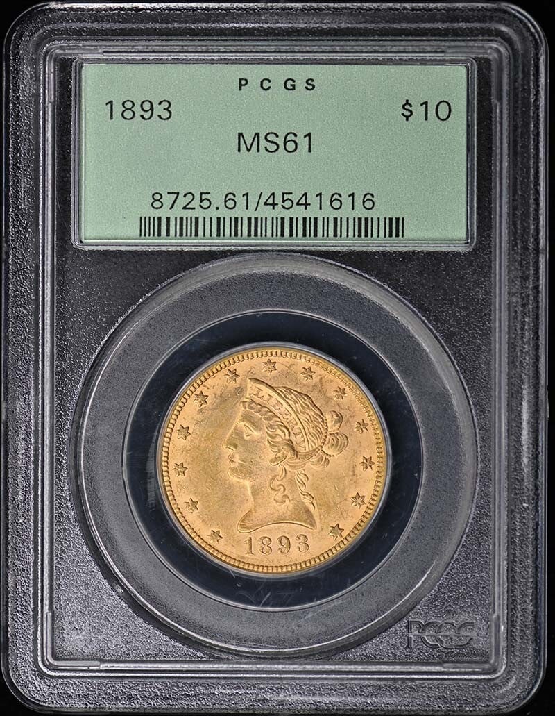 1893 Liberty Head $10 Eagle Coin PCGS MS61 Uncirculated (1 of 2)