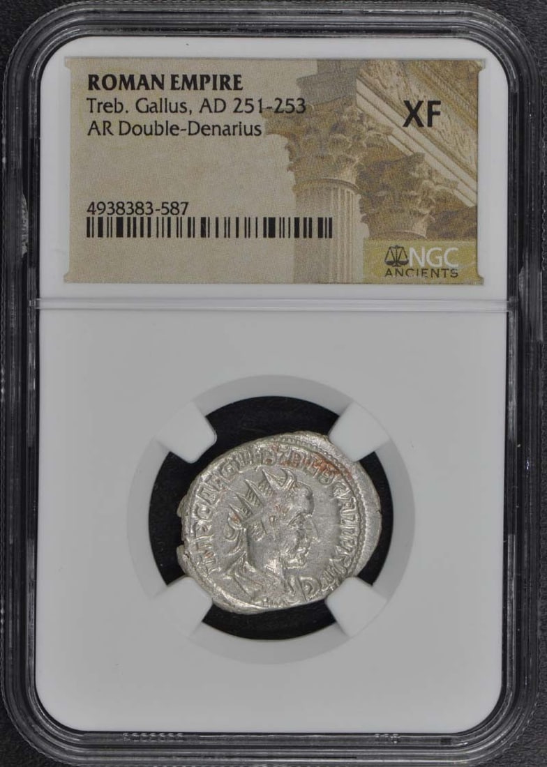 Treb Gallus AR Double-Denarius Ancient Roman Coin NGC XF40 (1 of 2)