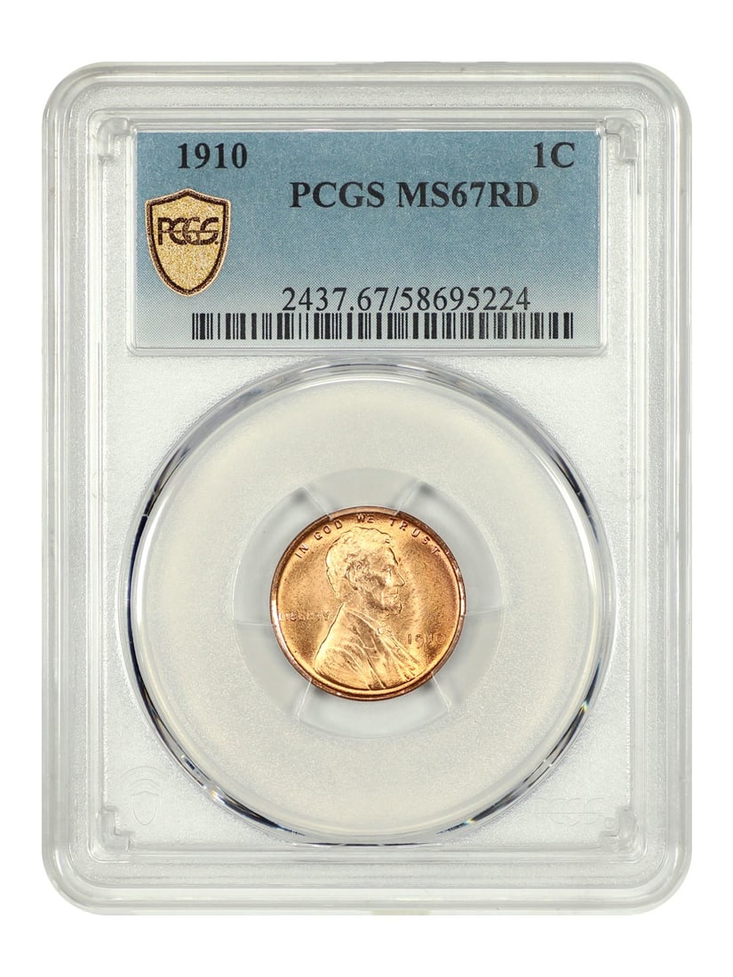1910 Lincoln Wheat Cent PCGS MS67RD Full Red Philadelphia Issue (1 of 5)