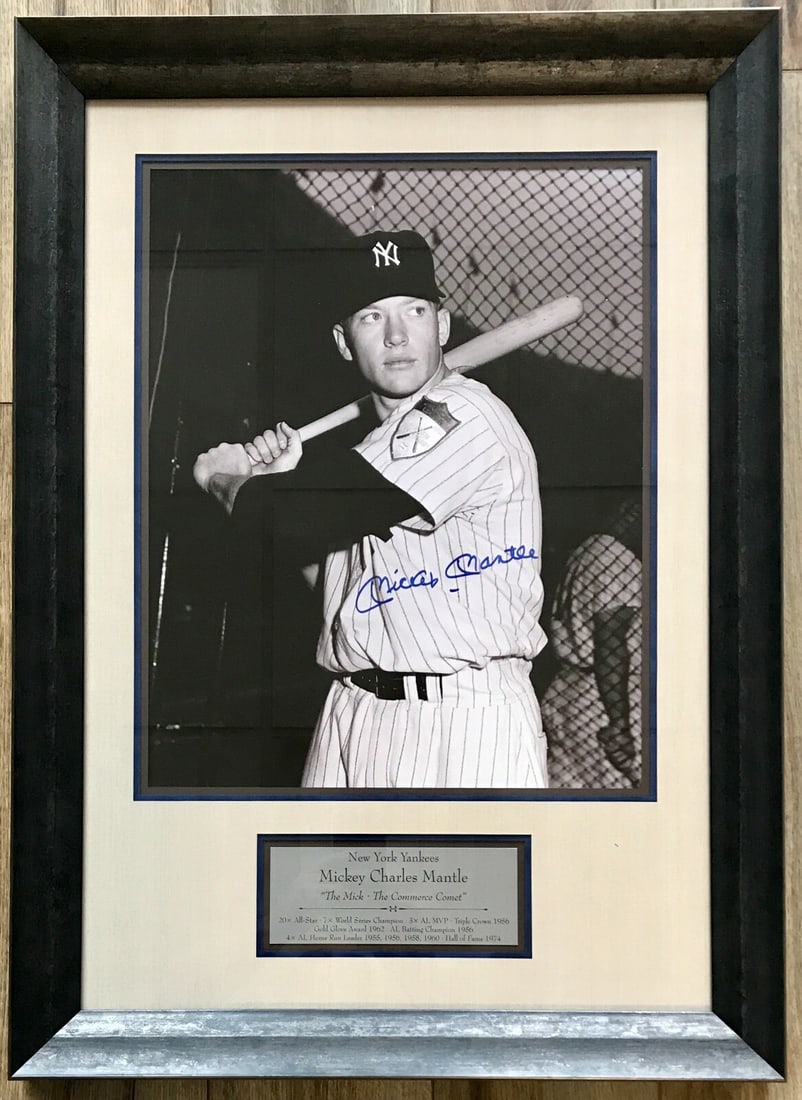 Mickey Mantle 1951 Rookie Signed Photo Framed JSA Authenticated MINT 10 (1 of 6)