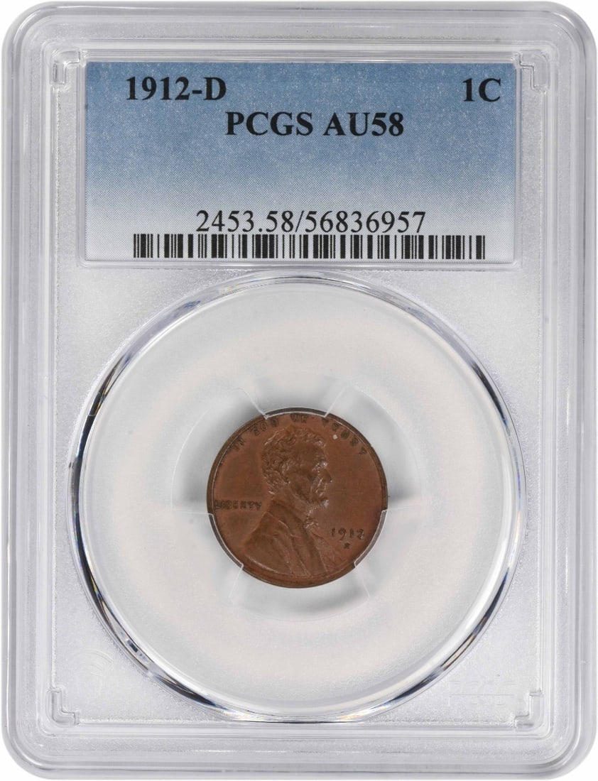 1912-D Lincoln Wheat Cent AU58 Certified PCGS (1 of 2)