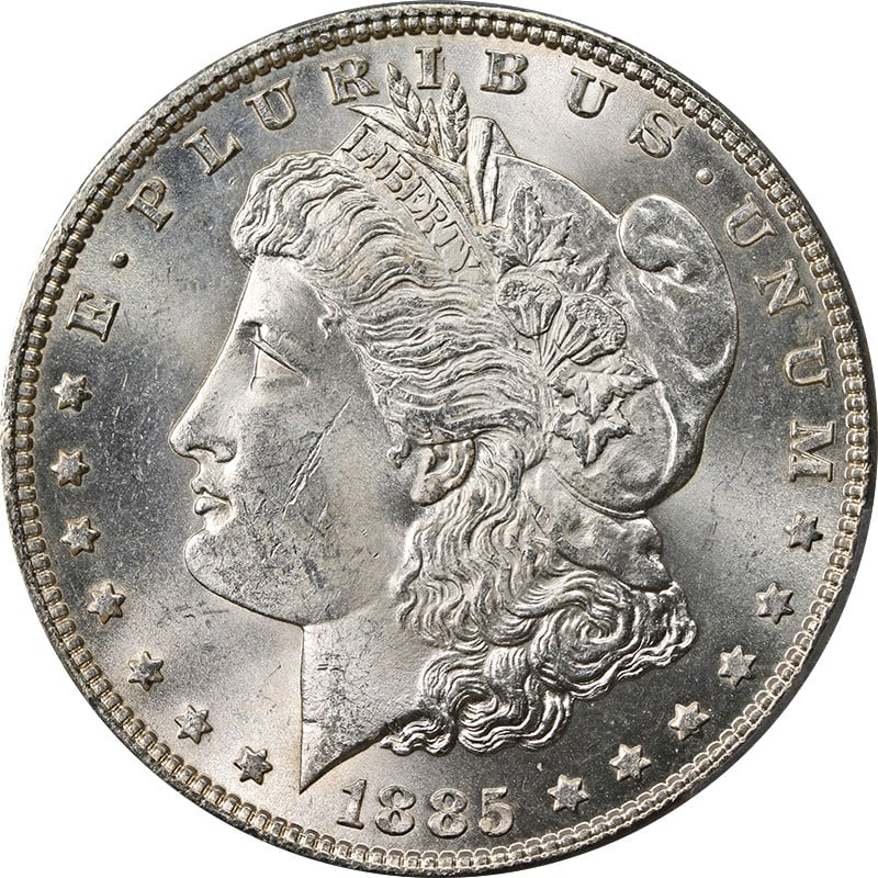 PCGS MS64 1885-P Morgan Dollar VAM 1A1 Pitted Reverse Silver Coin (1 of 4)