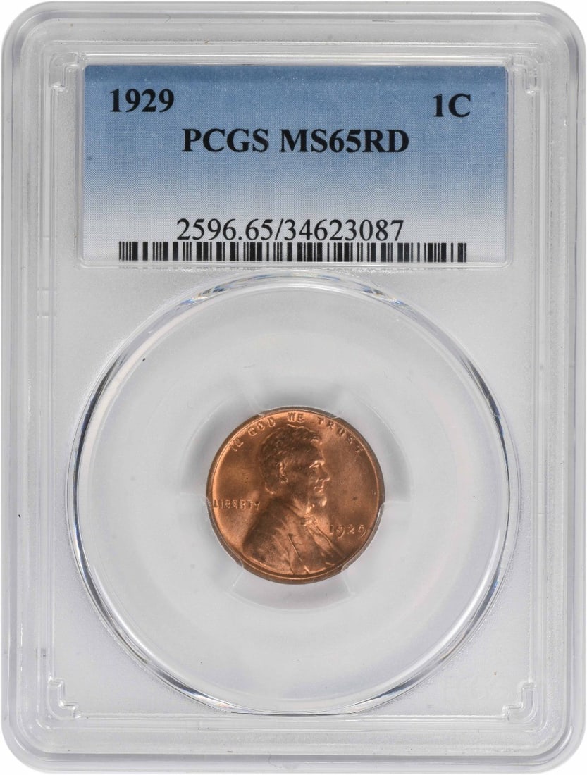 1929 Lincoln Cent MS65RD Uncirculated PCGS Certified Copper Coin (1 of 2)