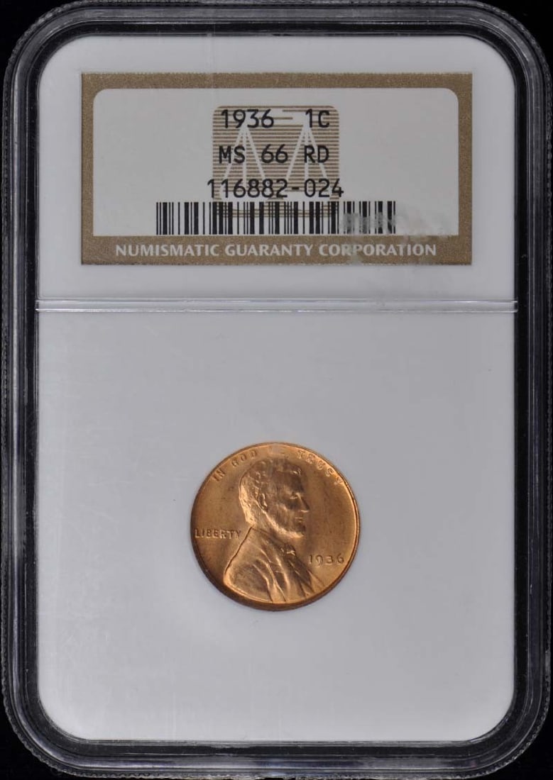 1936 Lincoln Cent NGC MS66 RD Uncirculated Coin: 1936 Lincoln Cent NGC MS66 RD Uncirculated Coin This 1936 Lincoln Cent is certified by NGC with a grade of MS66, indicating it is in uncirculated condition. It features the designation RD, signifying