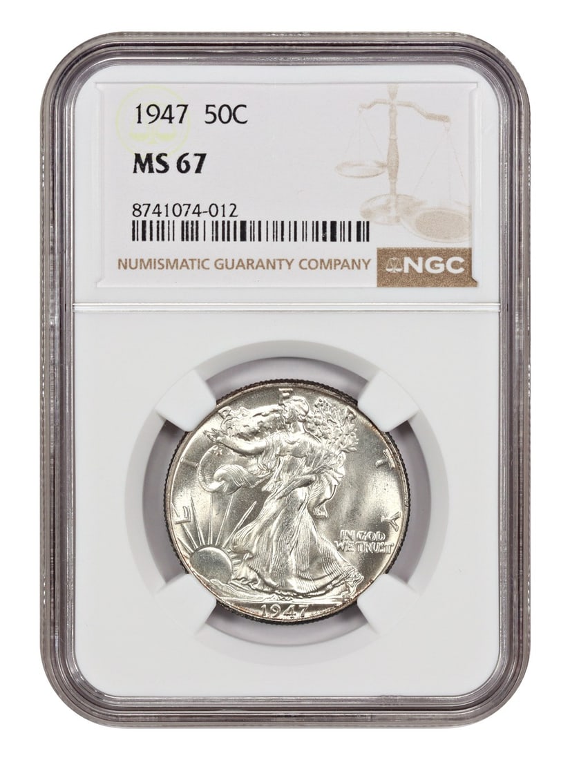 1947 Walking Liberty Half Dollar NGC MS67 Uncirculated: 1947 Walking Liberty Half Dollar NGC MS67 Uncirculated This 1947 Walking Liberty Half Dollar is graded MS67 by NGC, indicating its exceptional condition as an uncirculated coin. It features the iconic