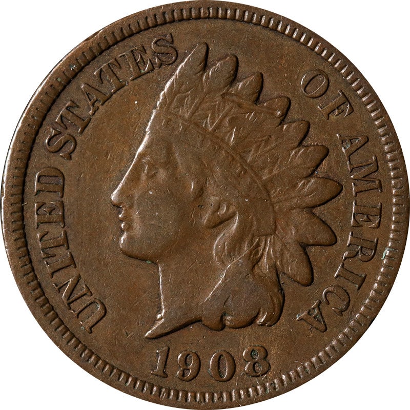 1908-S Indian Cent Copper Coin from San Francisco (1 of 2)