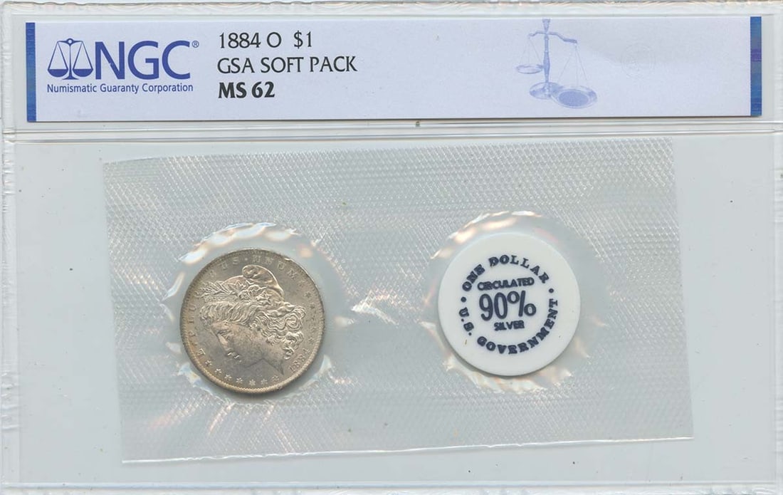 1884 O Morgan Dollar NGC MS62 GSA Soft Pack Coin (1 of 2)