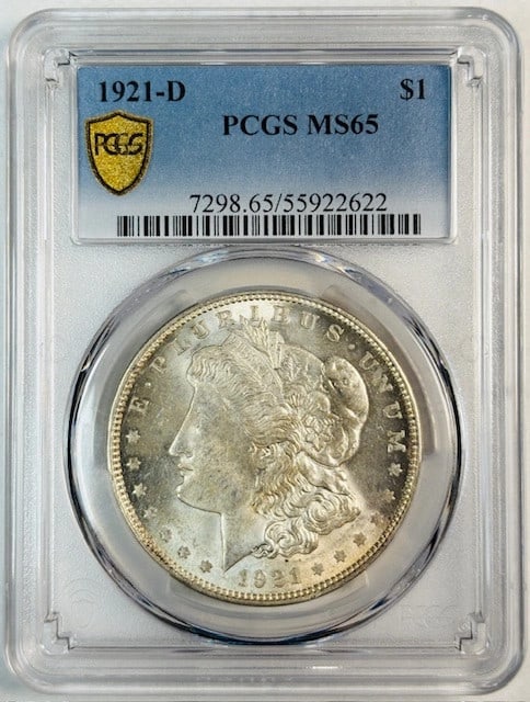 1921 D Morgan Silver Dollar PCGS MS 65 Uncirculated (1 of 2)