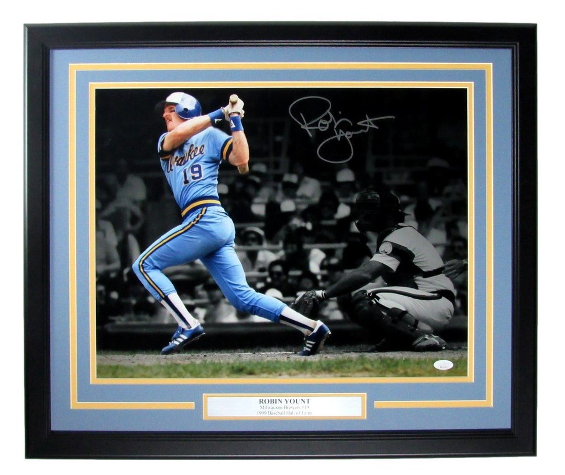 Robin Yount HOF Autographed 16x20 Photo Framed JSA Milwaukee Brewers (1 of 3)