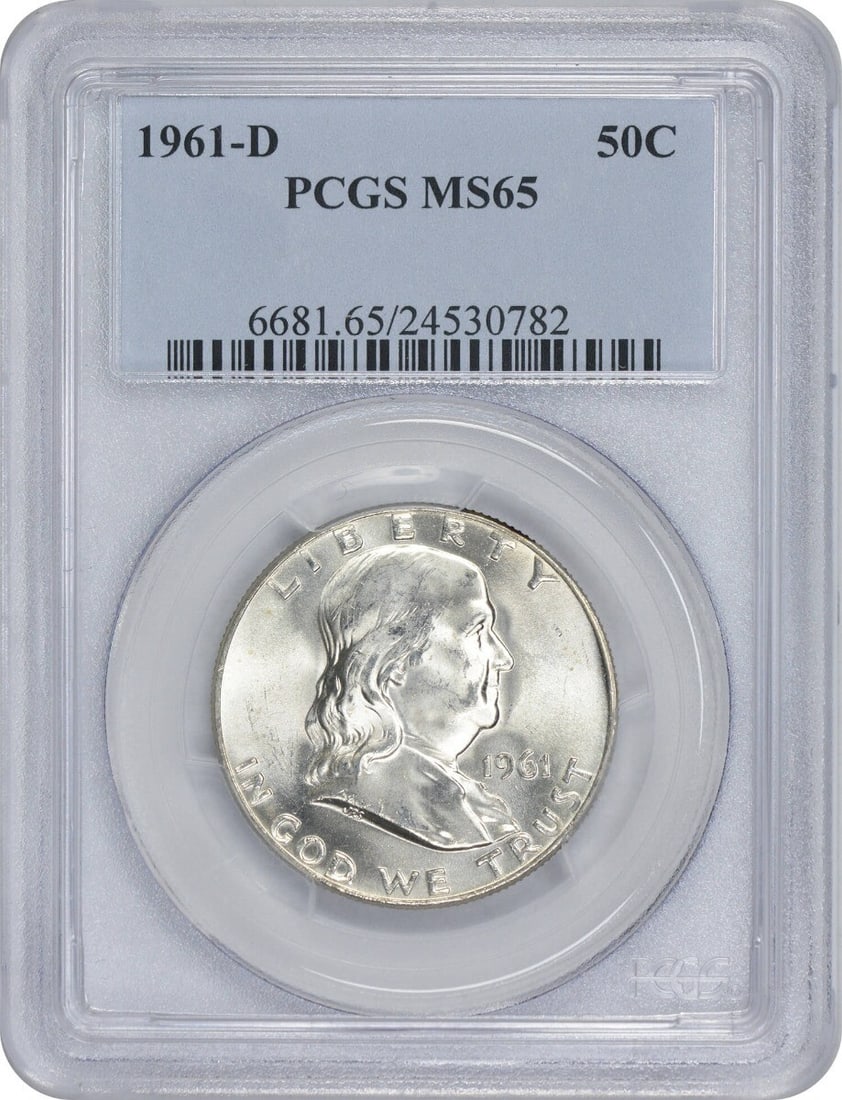 1961-D Franklin Half Dollar MS65 PCGS 90% Silver Uncirculated (1 of 2)