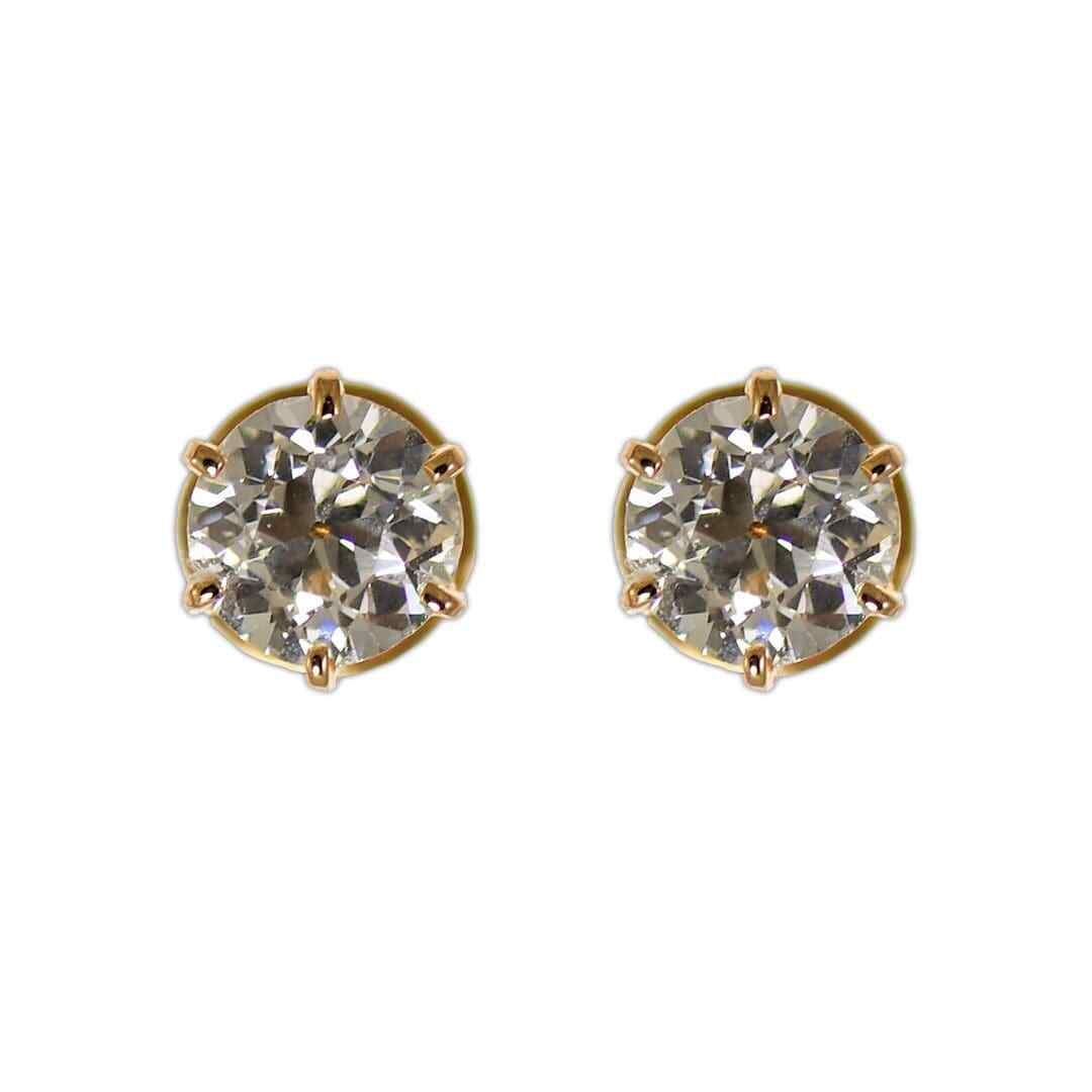 14K Yellow Gold 1.00ct SI2 I-J Round Diamond Stud Earrings (1 of 4)