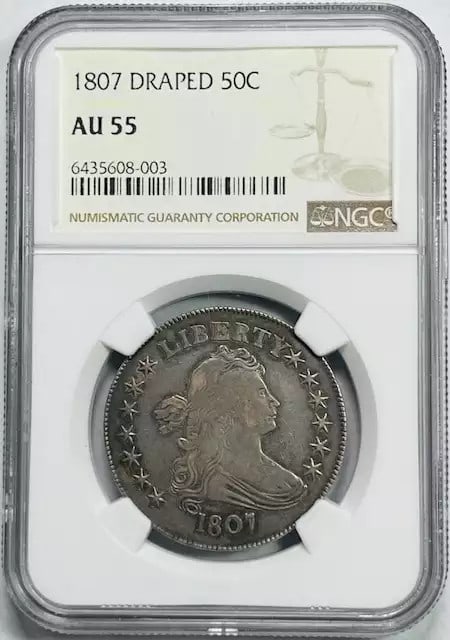 1807 Draped Bust Half Dollar NGC AU-55 Silver Coin (1 of 2)