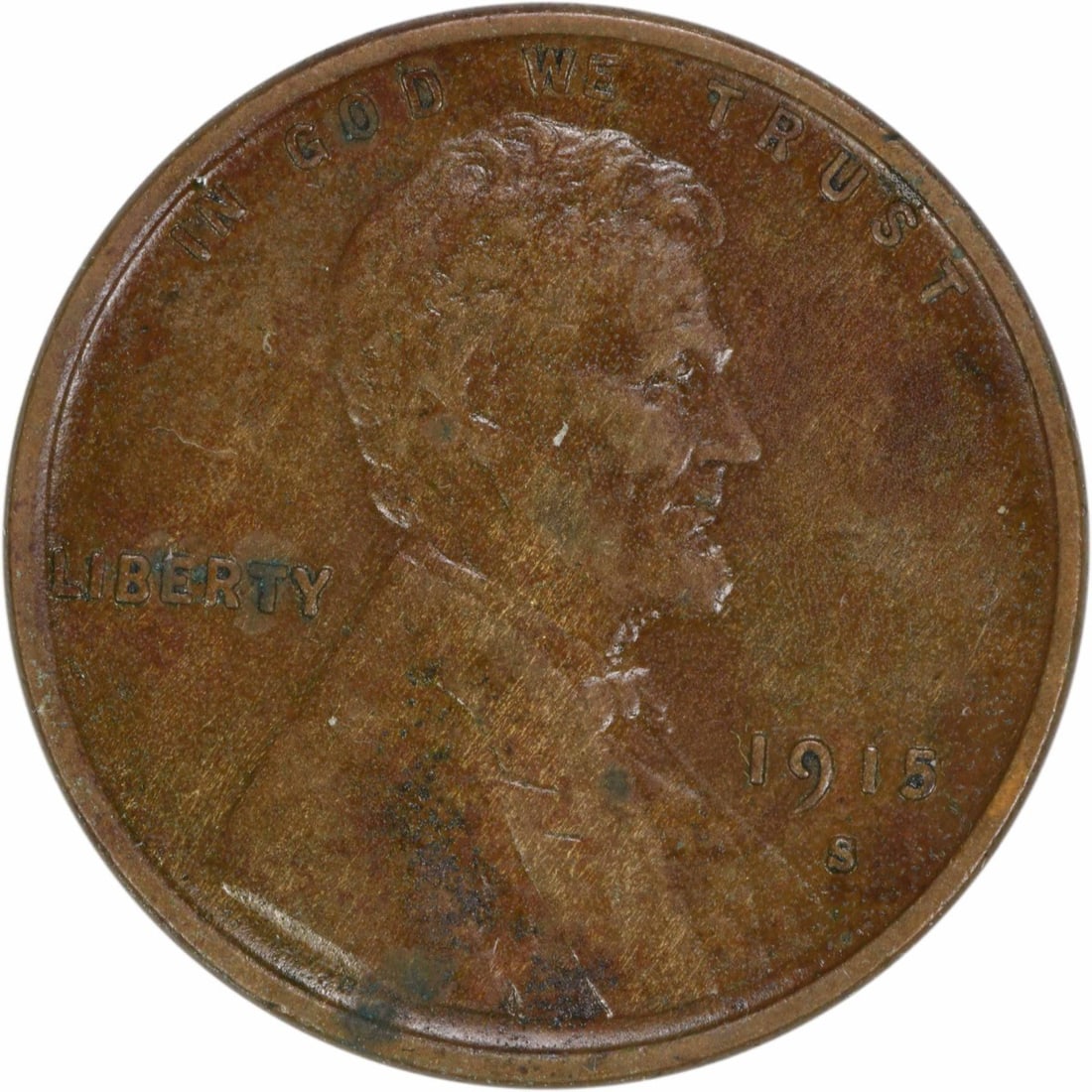 1915-S Lincoln Wheat Cent EF Uncertified Copper Coin (1 of 2)