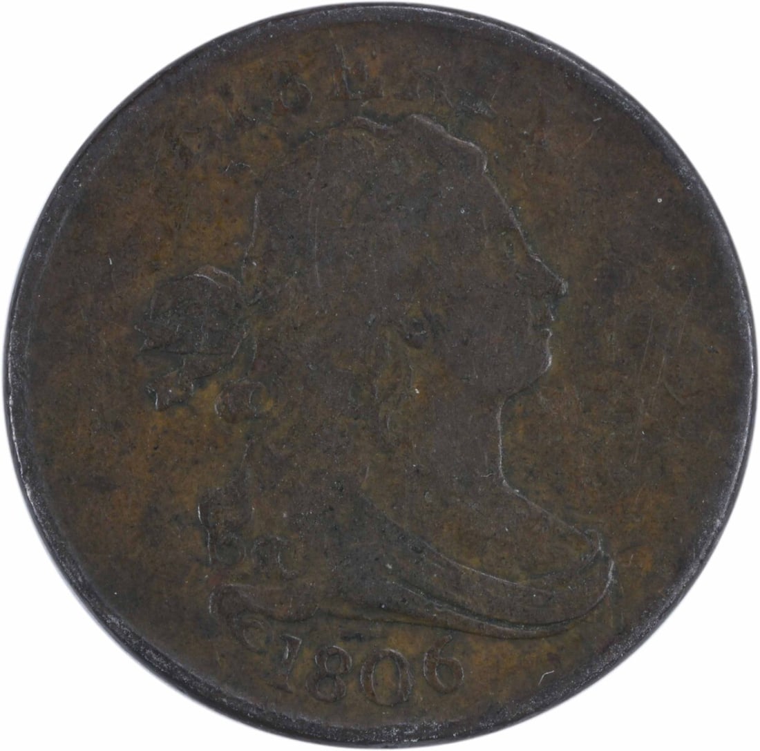 1806 Philadelphia Half Cent Draped Bust Copper Coin VF (1 of 2)