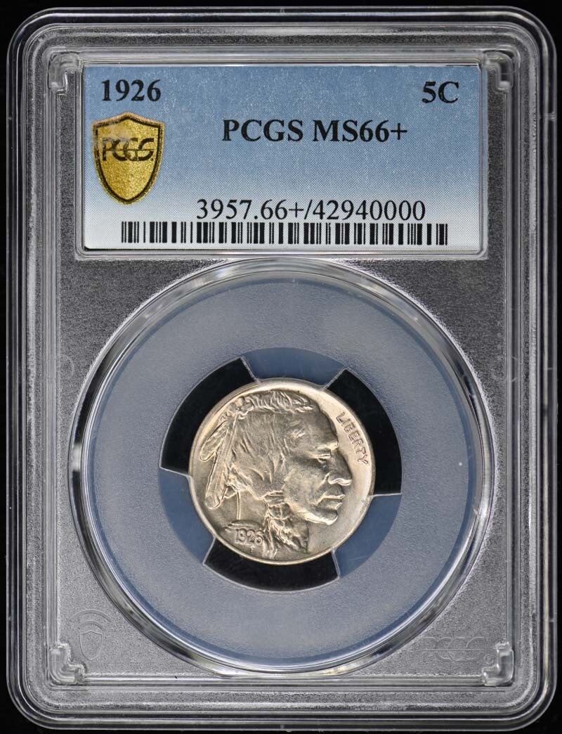 1926 Buffalo Nickel PCGS MS66+ Uncirculated Philadelphia Mint: 1926 Buffalo Nickel PCGS MS66+ Uncirculated Philadelphia Mint This 1926 5C Buffalo Nickel is certified by PCGS with a grade of MS66+, indicating its excellent uncirculated condition. Minted in Philade