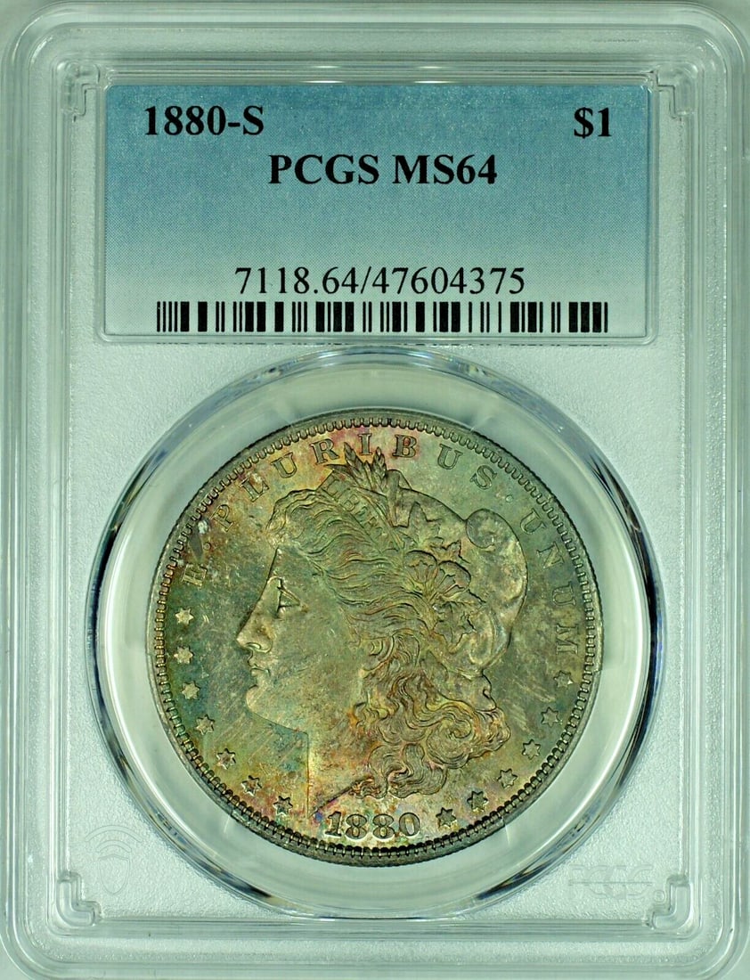1880-S Morgan Silver Dollar PCGS MS 64 Colorful Tone (1 of 2)