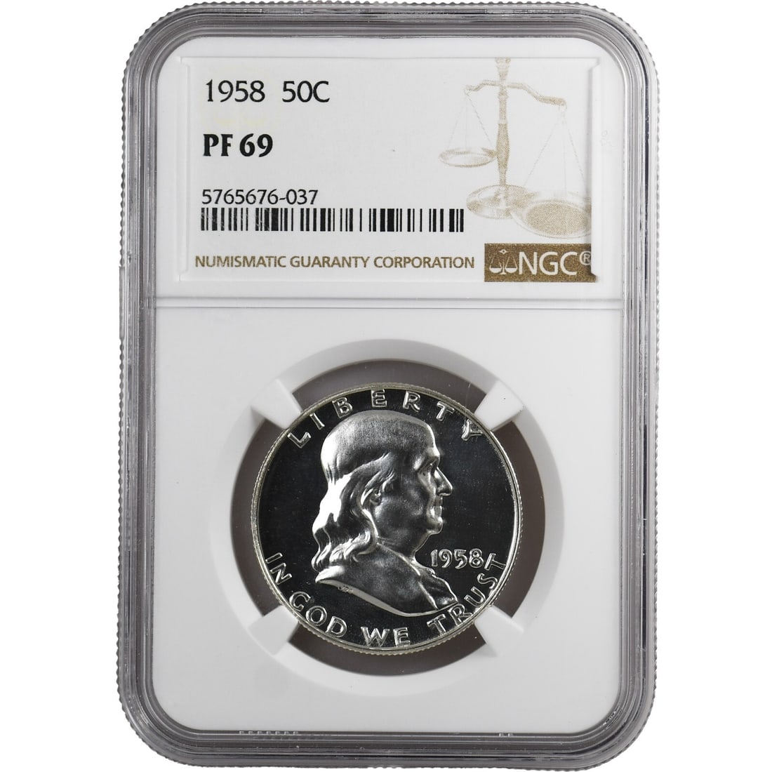 1958 Franklin Half Dollar Proof PR69 NGC Silver Coin (1 of 2)