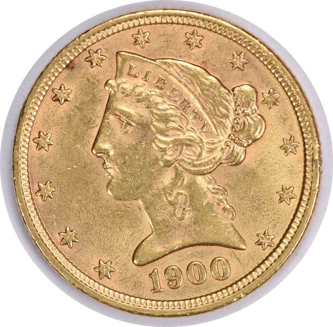 1900 $5 Gold Liberty Head Coin AU Uncertified by Christian Gobrecht (1 of 2)