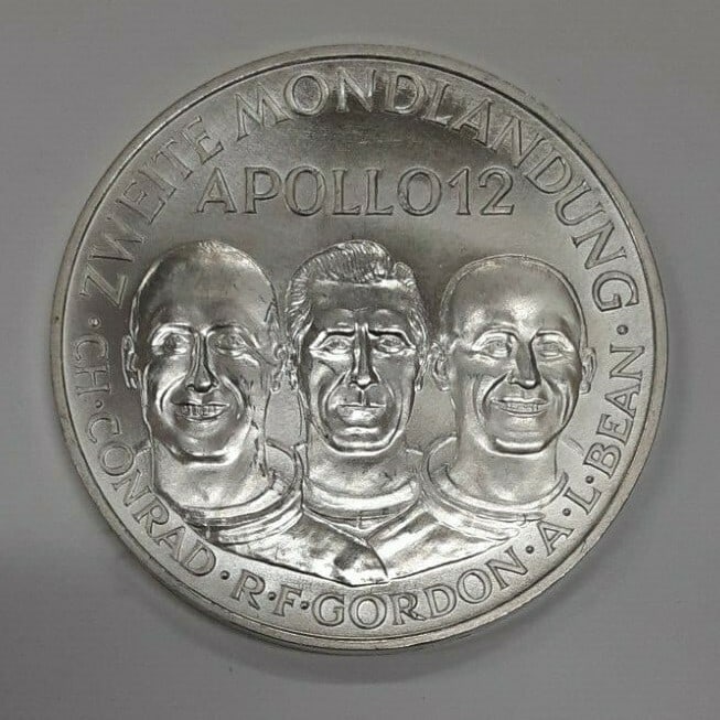 Apollo 12 .999 Silver Medal by Deschler & Sohn 1969 Moon Landing (1 of 2)