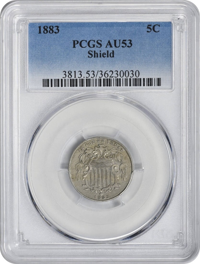 1883 Shield Nickel AU53 PCGS Graded by James Barton Longacre (1 of 2)