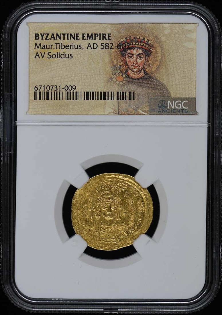 Byzantine Empire AV Solidus Maur.Tiberius AD 582-602 NGC Certified (1 of 4)