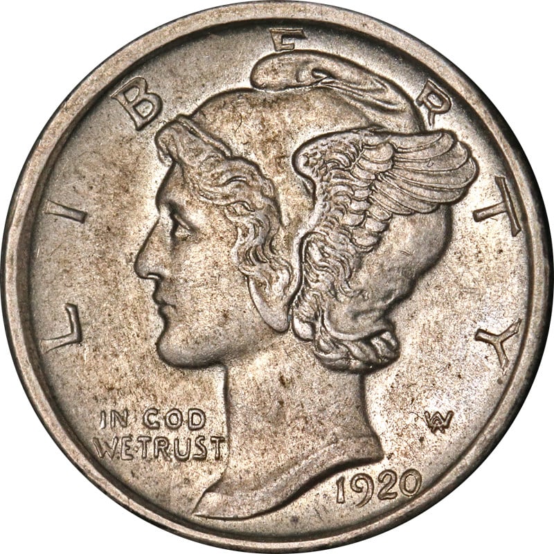 1920-D Mercury Dime Split Bands Uncirculated Silver Coin Nice BU+ (1 of 2)