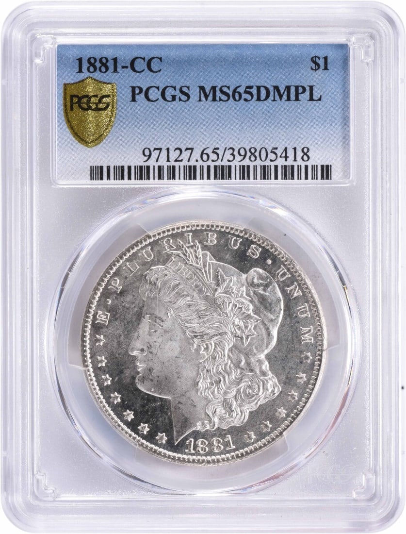 1881-CC Morgan Silver Dollar MS65 PCGS Uncirculated Coin: 1881-CC Morgan Silver Dollar MS65 PCGS Uncirculated Coin This 1881-CC Morgan Silver Dollar is a stunning example of American numismatic history. Graded MS65DMPL by PCGS, this uncirculated coin showcas