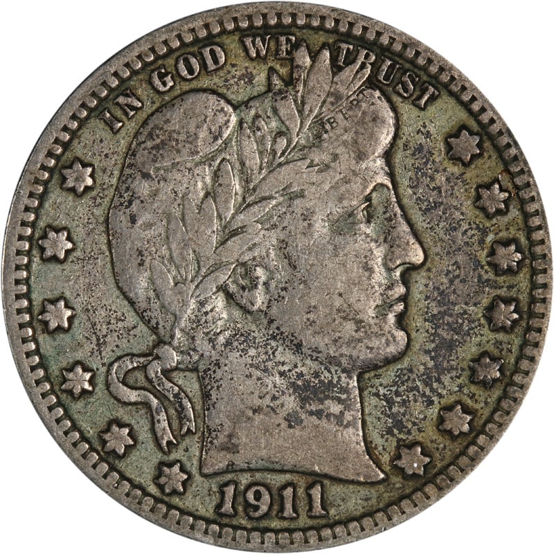 1911-D Denver Barber Quarter Silver Coin Uncertified: 1911-D Denver Barber Quarter Silver Coin Uncertified This 1911-D Barber Quarter is a classic piece of American numismatics. Minted in Denver, this quarter features a silver composition, making it a so