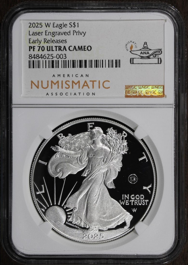 2025-W NGC PF70 American Silver Eagle Laser Privy Early Releases (1 of 2)
