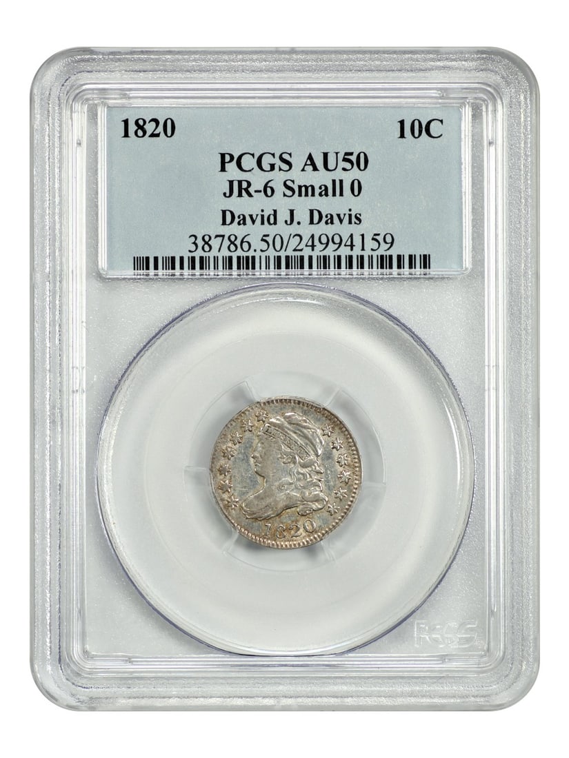 1820 Capped Bust Dime 10C PCGS AU50 David Davis Ex-Collection (1 of 4)