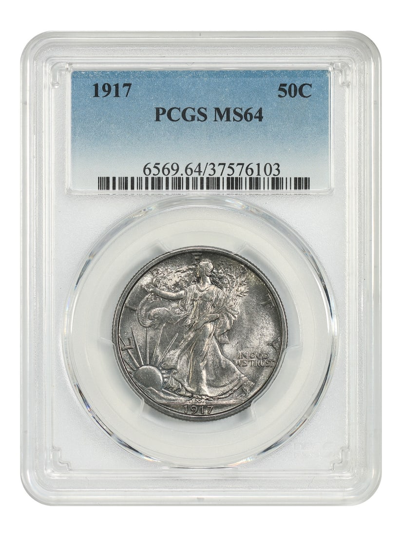 PCGS MS64 1917 Walking Liberty Half Dollar 50C Coin (1 of 4)