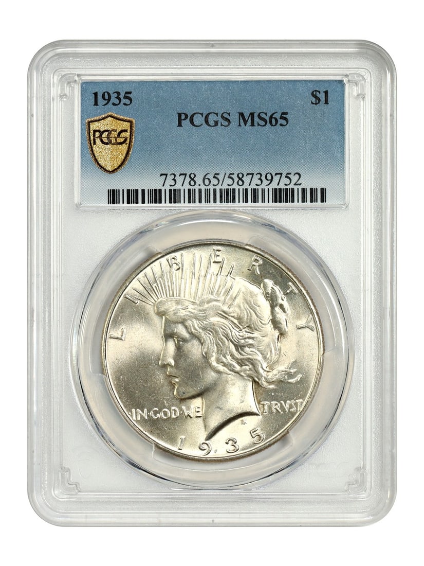 1935 Peace Dollar MS65 Graded Uncirculated by PCGS (1 of 4)