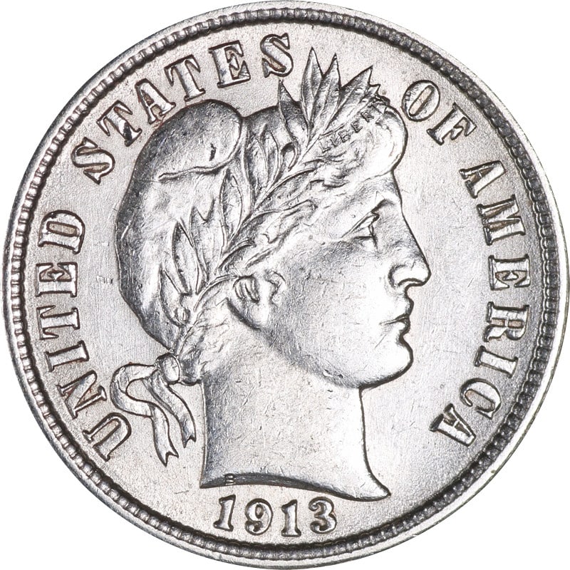 1913-P Barber Dime Silver Coin Circulated Uncertified Philadelphia Mint (1 of 2)