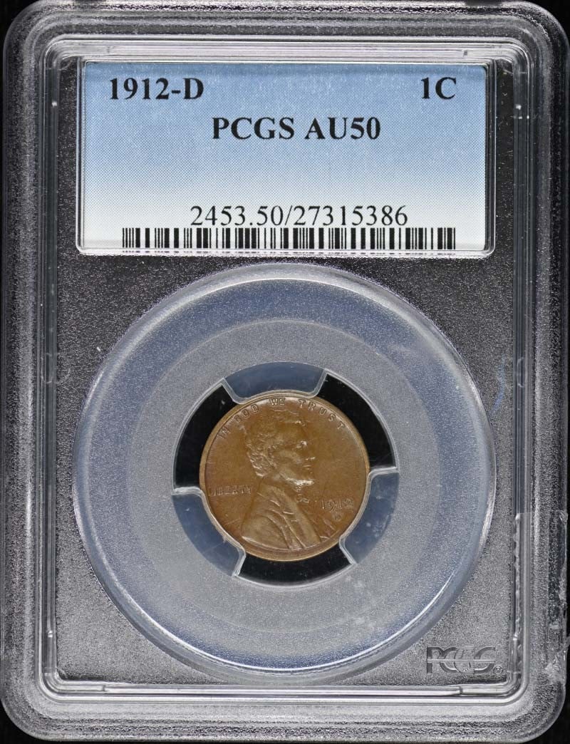 1912-D Lincoln Cent Type 1 Wheat Reverse PCGS AU50BN (1 of 2)