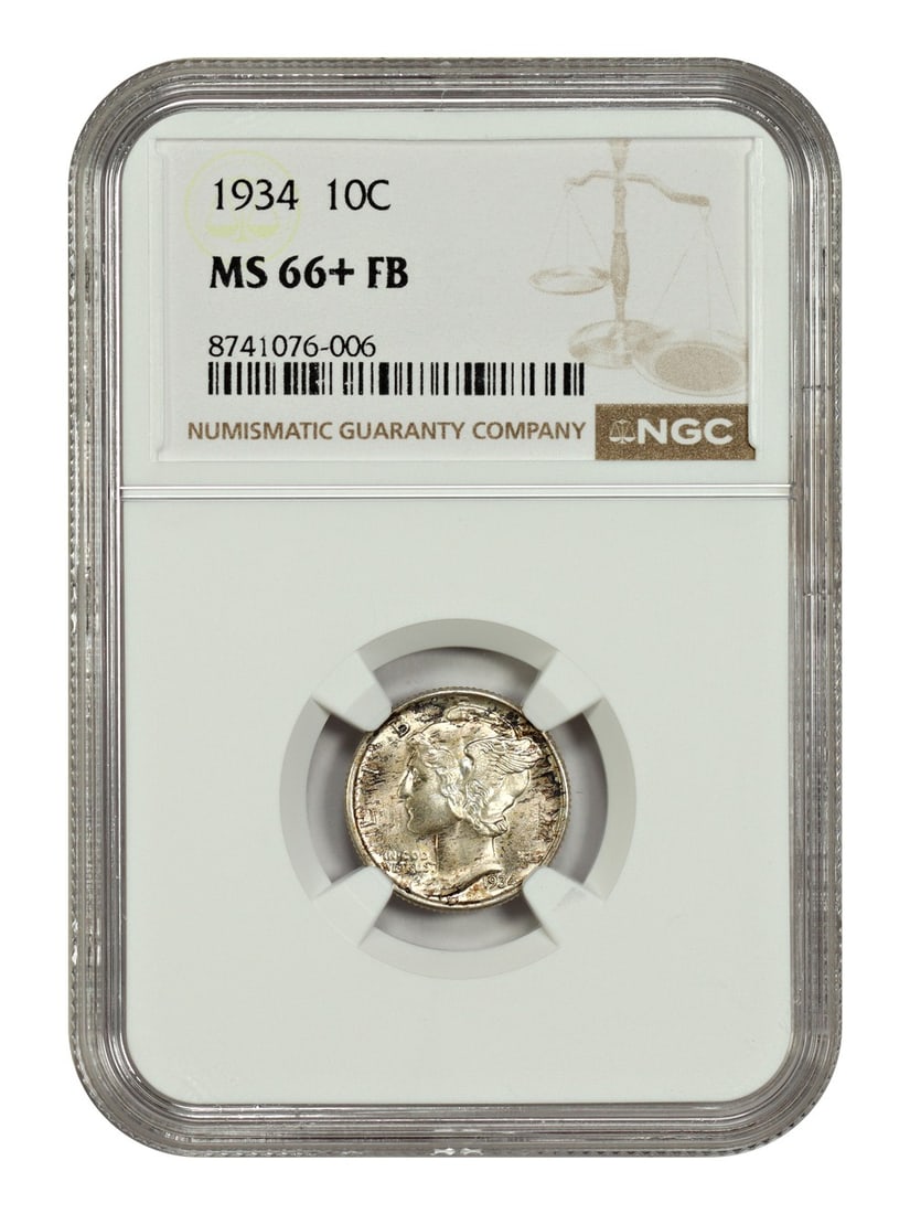 1934 Mercury Dime NGC MS66 Plus Full Bands 10C Philadelphia (1 of 4)