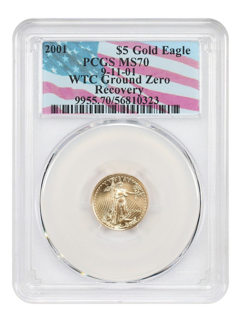 2001 $5 Gold Eagle MS70 PCGS WTC Ground Zero Recovery Coin (1 of 4)