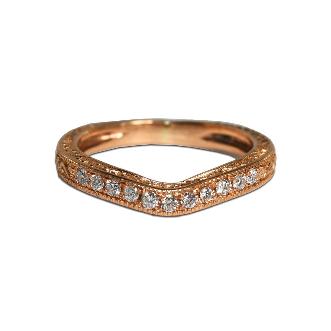 14K Rose Gold Diamond Band Ring 0.15ct Natural Diamonds (1 of 7)