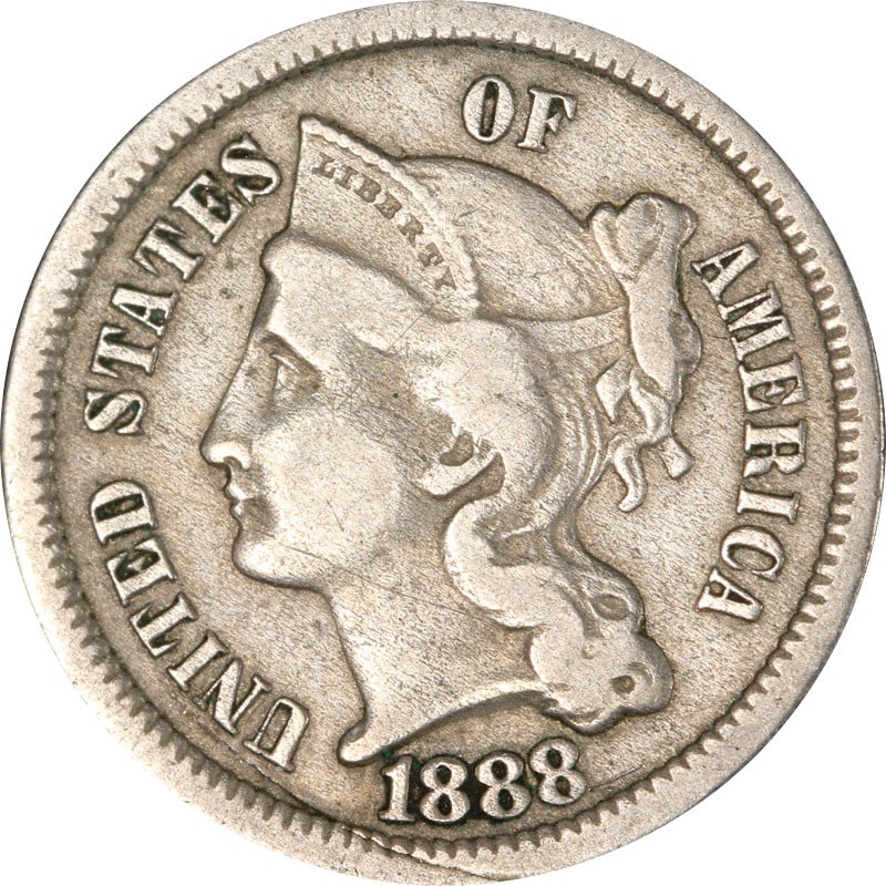 1888 Nickel Three Cent Piece Circulated Uncertified (1 of 2)