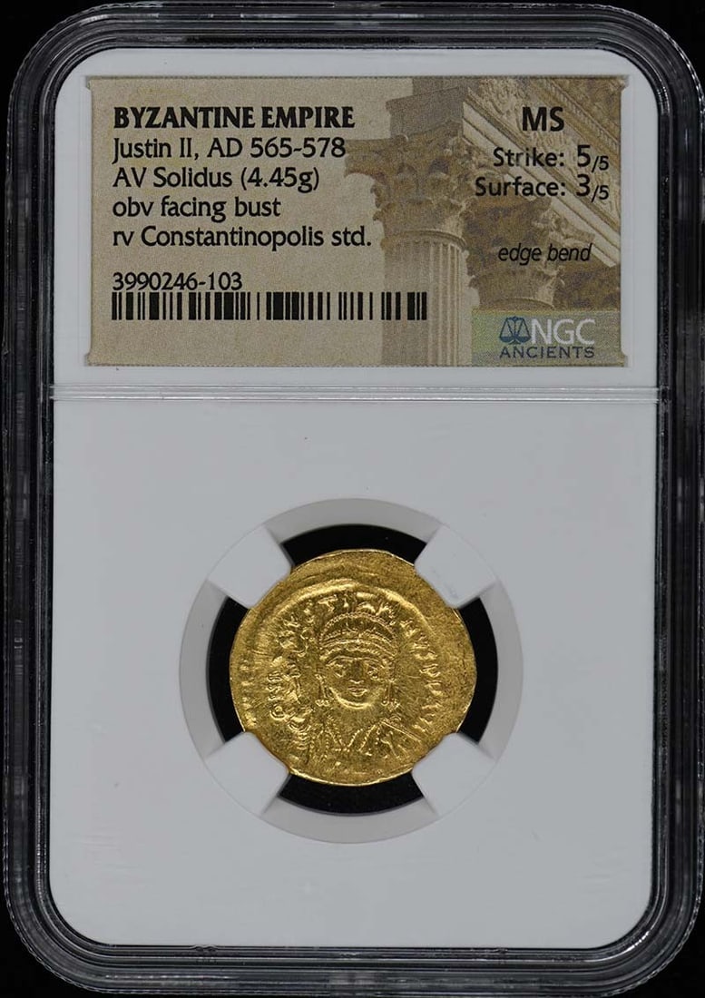 Justin II Gold Solidus AD 565-578 NGC MS Certified Coin (1 of 4)