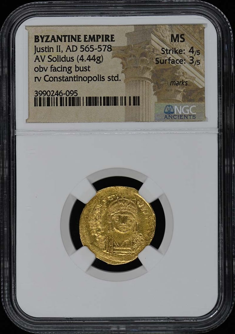 Justin II Byzantine Empire AV Solidus NGC MS Coin AD 565-578 (1 of 4)