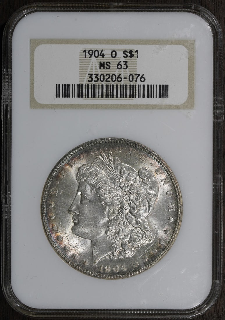 NGC MS63 1904 New Orleans Morgan Silver Dollar with Rim Toning (1 of 2)
